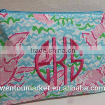 Wentou Monogramed Lilly Pulitzer Canvas Makeup Bag photo-3