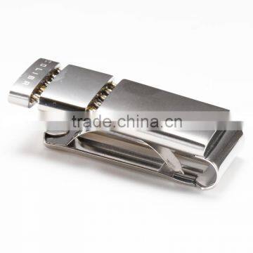 Unique Design Factory Price Yellowish Semi-precious Stone Inlay Stainless Steel Money Clip photo-5