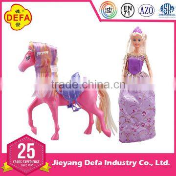 Jieyang Defa Lucy 11.5 inch doll PVC solid doll body bendable joints with horse