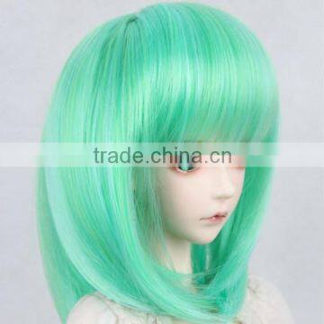 Wholesale Price Shoulder-length Straight Blue-green Doll Wig photo-3