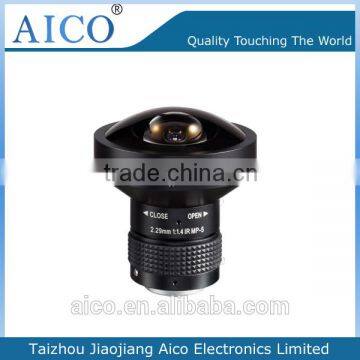 cn aico new product 1/1.8" f1.4 2.29mm fisheye wide angle cctv cs mount lens