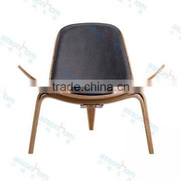 Hans Wegner Shell Chair #ABL0008-living room chair-leather chair-plywood chair