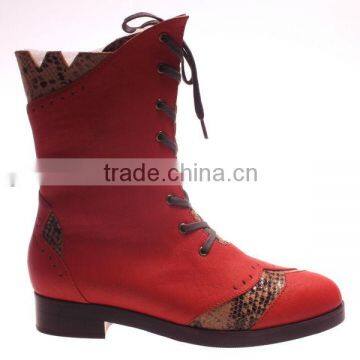 Fashion lady flat half boot with lace 2014