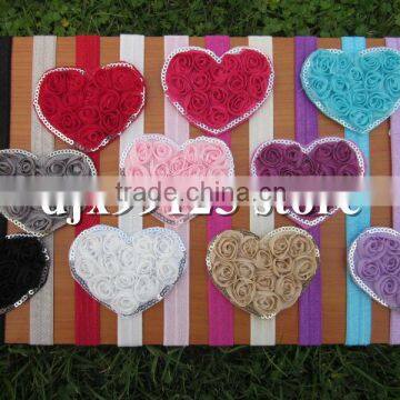 Chiffon Shabby Flowers Heart with 1.5cm Baby Headbands for Hair Accessoires IN STOCK