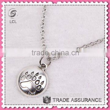 Simple necklace designs with Cat's paw pendant, imitate silver chain alloy necklace for women