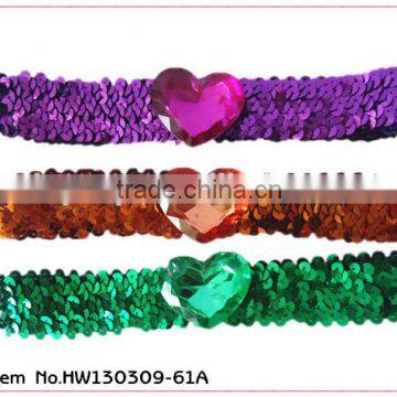 Sparkle headbnd with heart-shaped crystal,shinny hairbands