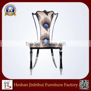 high quality luxury stainless steel dining peacock chair rattan