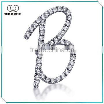 Pave cz stone setting B letter shape pendant