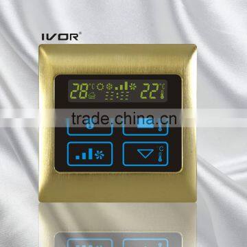 Good Quality IVOR 220V Central Air-Conditioner Thermostat Digital AC Thermostat Switch SK-AC2000B Satin Gold Metal Frame
