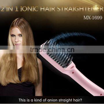 Hot Selling Hair Brush Product 2 in 1 Flat Iron Hair Straightener Comb