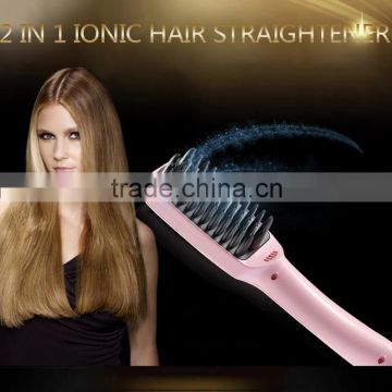 New items beauty gorgeous magic 2 In 1 ionic hair comb straightener hair straightening brush with LCD display