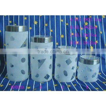 4sizes frosted glass jar used to storage food