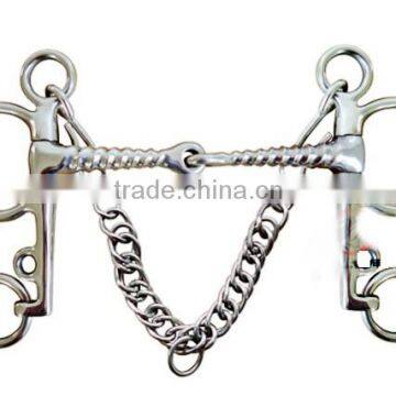 Stainless steel horse Pelham bit with hooks&curb chain,(Type-06)