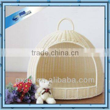 shangdi products oval shaped white rattan luxury dog bed
