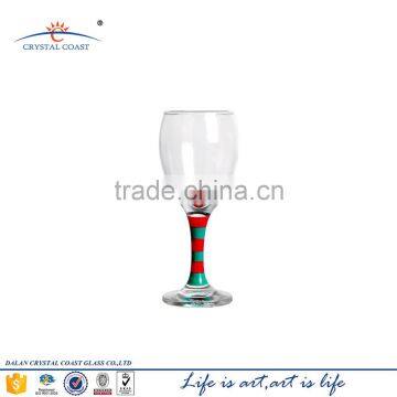 Promotion coloured stem goblets in stock;cheap decorative glass goblets