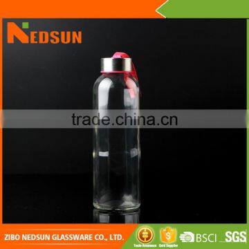 Hot selling custom logo drinking glass clear water bottle with cap