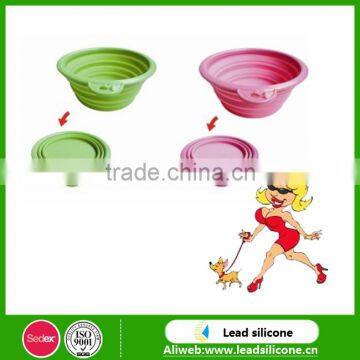 Non-stick Silicone Folding Pet Bowl / Outdoor And Home Use Collapsible Disposable Silicone Pet Bowl