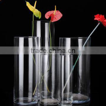 Cheap glass flower vase clear cylinder wedding vases for wholesale.