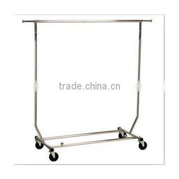 Commercial Grade Rolling Folding Clothing Garmetn rack, Chrome