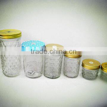 wholesale diamaond pineapple glass jam jar with metal lid