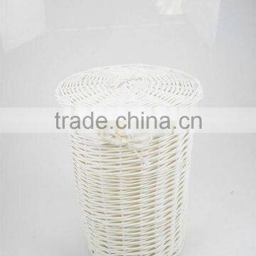 Willow Weave White Wicker Laundry Basket photo-3