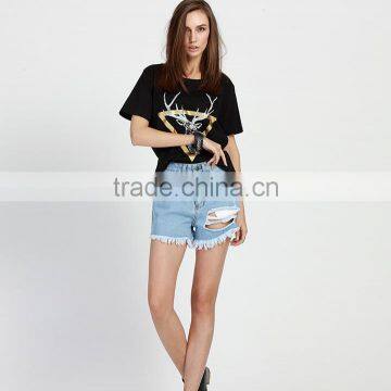 Manufacturer Denim Jeans/Shorts Customize Loose and Comfortable Shorts for Women photo-3
