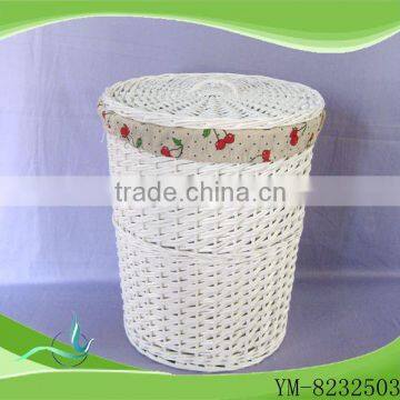 handmade white cheap willow woven grey laundry basket