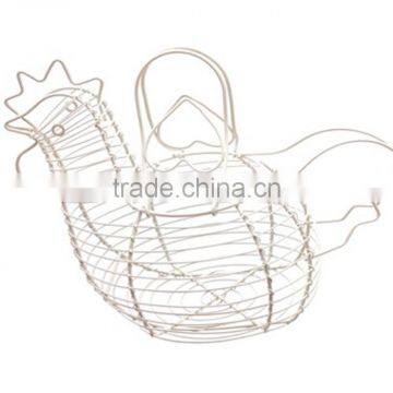 Wholesale Chicken Shaped White Color Home Decorative Wire Egg Basket photo-2