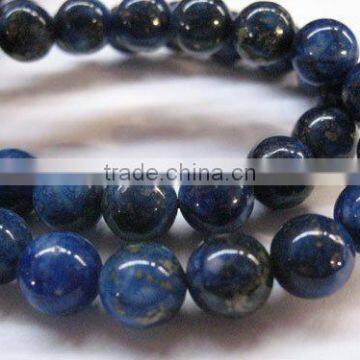 7" 10mm round blue lapis lazuli bracelet