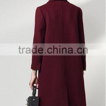 Women Wool Coat Double Breasted Peacoat Fall Winter Solid Color Trench Coat Back Split Black Lady Swing Long Coats Plus Size photo-6