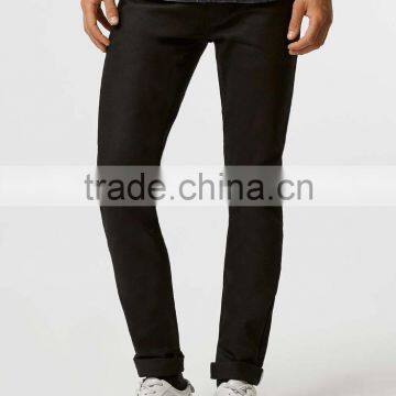 Black Twill Stretch Skinny Chinos New Fashion Men's Solid Slim Fit Cotton Casual Pants Trousers photo-2