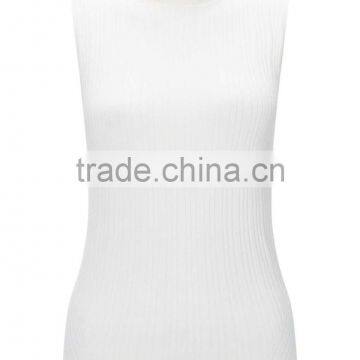 2016 Fashion Cream Sleeveless Knit Rib Tank Top HST8046 photo-5