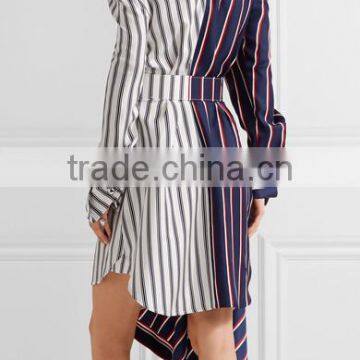 Plus Size Off-the-shoulder Asymmetric Striped Shirt With Long Sleeve photo-2
