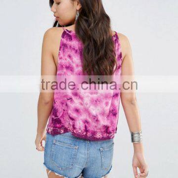 Tie Cami With Crochet Trim on the Bottom in Rayon Fabric photo-2