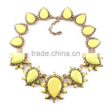 Fashion People Big Water Drop Resin Gems Chunky Coral Necklace photo-2