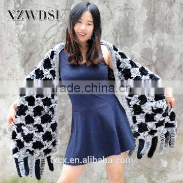 CX-B-65B Custom Black Frost Women Rabbit Fur Shawl For Sale photo-5