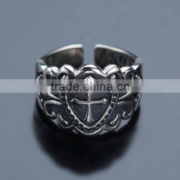 Yiwu Factory Direct Wholesale Retro Cool Punk Cross Ring Tai Silver Jewelry for Men photo-5