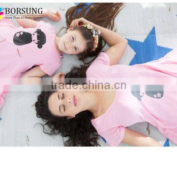 Latest Children Fashion Dress Mother Daughter Short Sleeve Cotton Dresses Mommy and Me Dresses