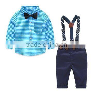 2017 New Baby Boy Clothes Gentleman Plaid Suit Shirt + New Style Boys Pants Jeans photo-5