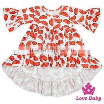 Best Selling FAUX SUEDE Long Front Long Back Printed Ruffle Stylish Little Girls Boutique Dresses Children Frock Model photo-3