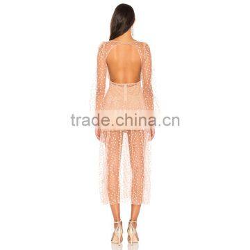 Raw Hem Embroidered Tulle Appliqued Gauze Backless Long Dress photo-4