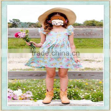 Koti style clothes flutter sleeve floral print baby girls' names princess dress spring summer clothing