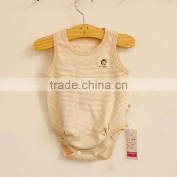 Hot Sale Stripe Organic Cotton Newborn Baby Vest Bodysuit photo-4