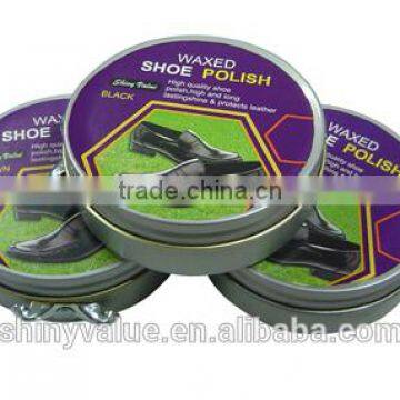 portable shoe accessories Solid waxed Shoe Polish/shine/cream in tin box