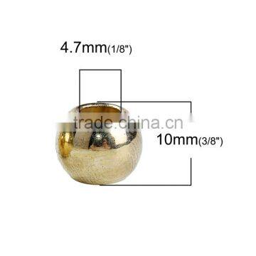 CCB Plastic European Style Large Hole Charm Beads Round Golden photo-2