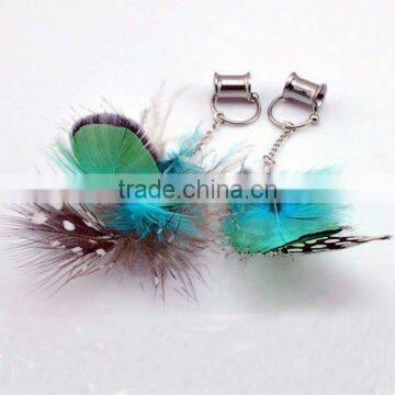 Cool design feather ear expander body piercing jewelry