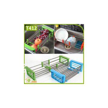 Stainless Steel Draining Telescopic Sink Shelf Dish Rack For Kitchen Storage