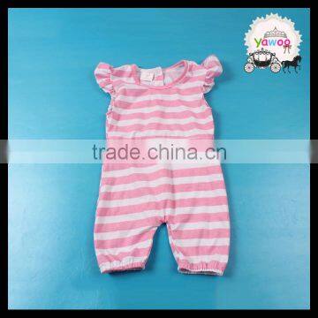 Yawoo summer pink white stripe cotton baby rompers wholesale baby clothes fashion girls clothing high quality children wear