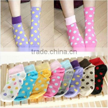 Socks Manufacturers in China Street Fashion Wholesale Fluorescent Color Foldable with Cute Dots Young Girl Socks For Women