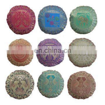 Wholesale Round Silk Cushion Covers Banarsi Silk Brocade Pillow Covers